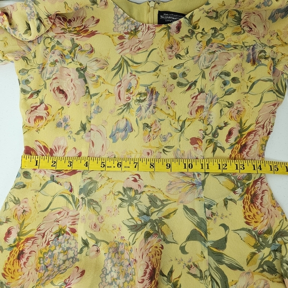 J. Peterman VTG 90's Silk Floral Yellow Fairy Whimsy Romantic Dress 4 - Picture 7 of 11